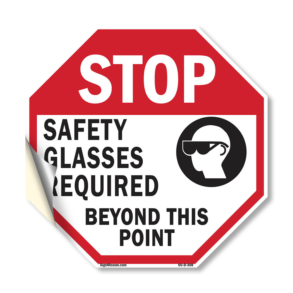 Stop Safety Glasses Required Beyond This Point