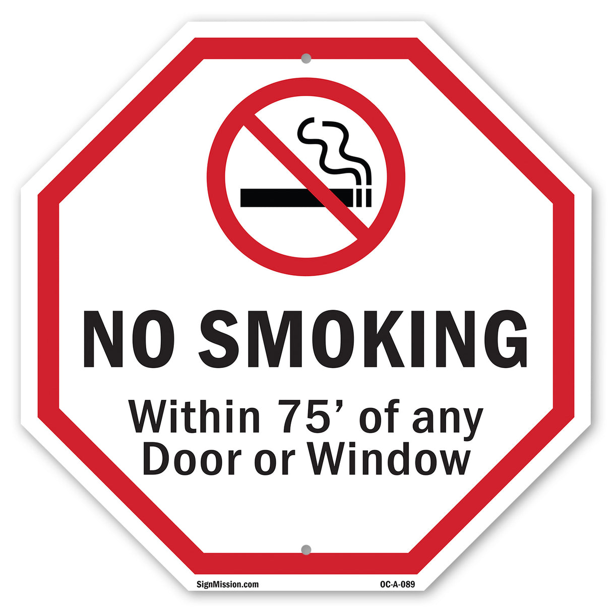 No Smoking Within 75' Of Any Door or Window