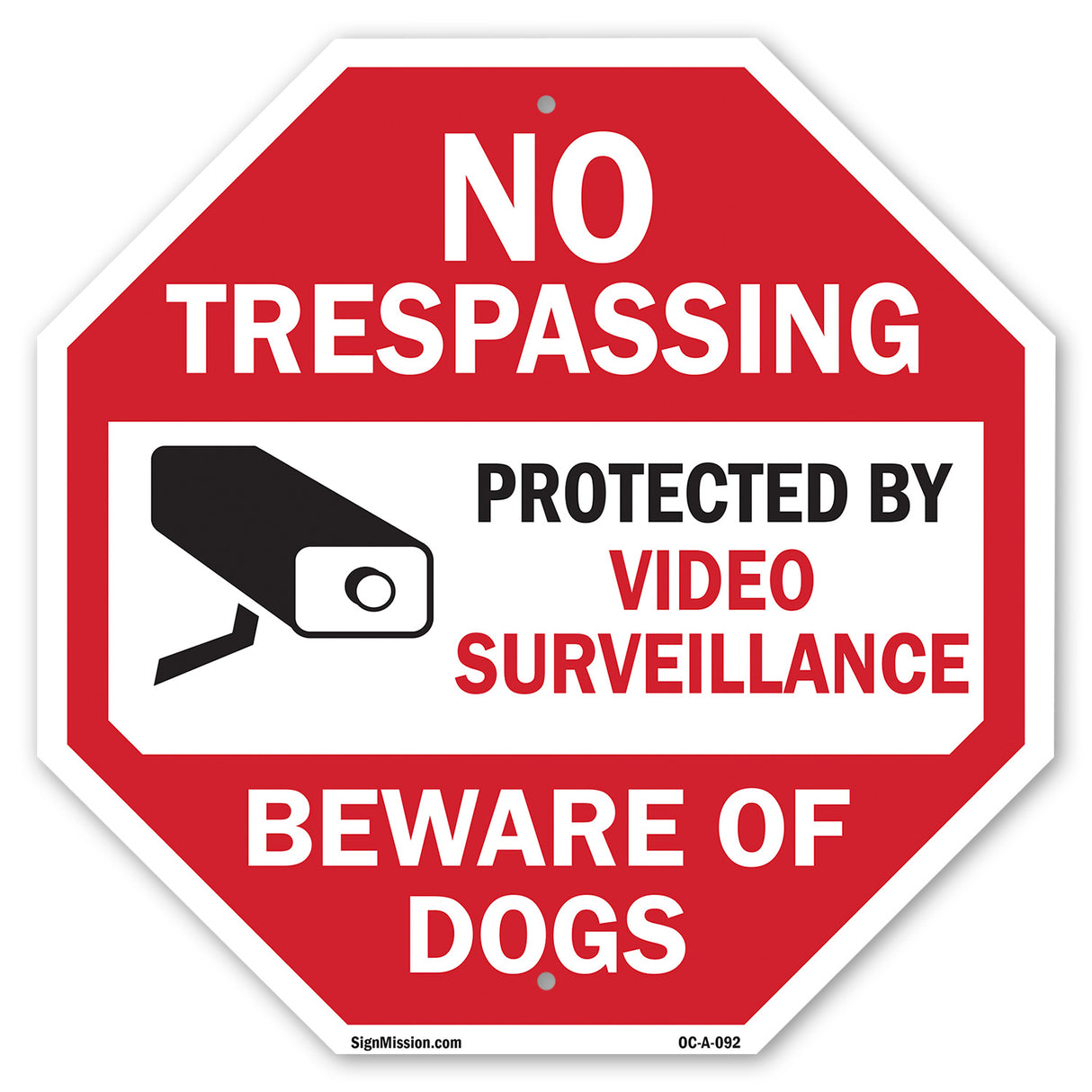 No Trespassing Protected by Video Surveillance Beware of Dogs