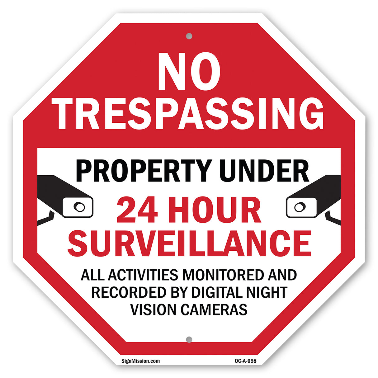 No Trespassing Property Under 24 Hour Surveillance All Activities Monitored and Recorded by Digital Night Vision Cameras