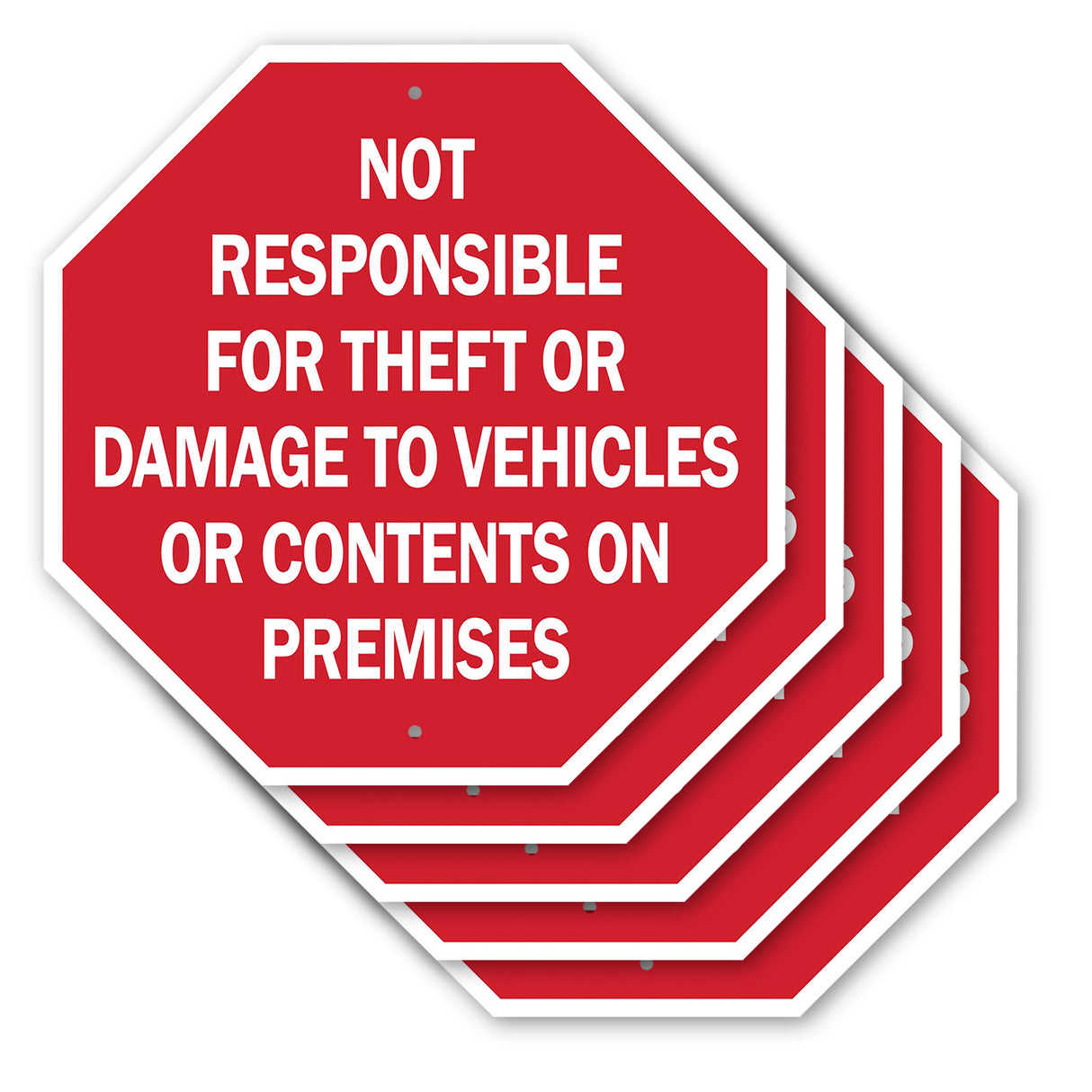 Not Responsible for Theft or Damage to Vehicles or Contents on Premises