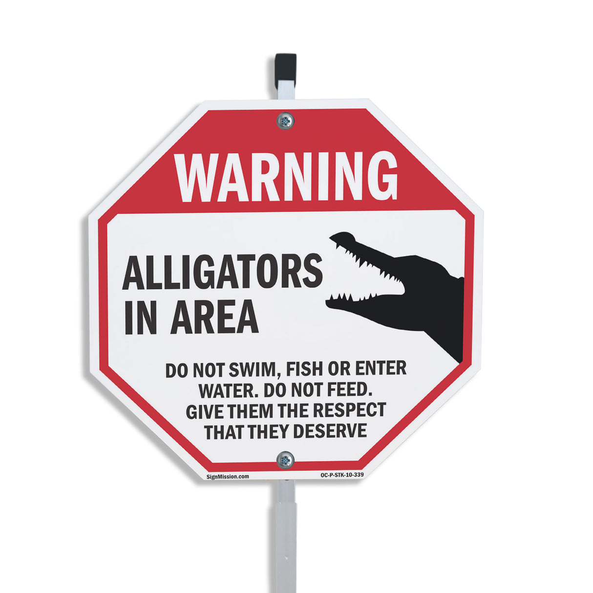 Warning Alligators in Area Do Not Swim Fish or Enter Water. Do Not Feed. Give Them the Respect That They Deserve