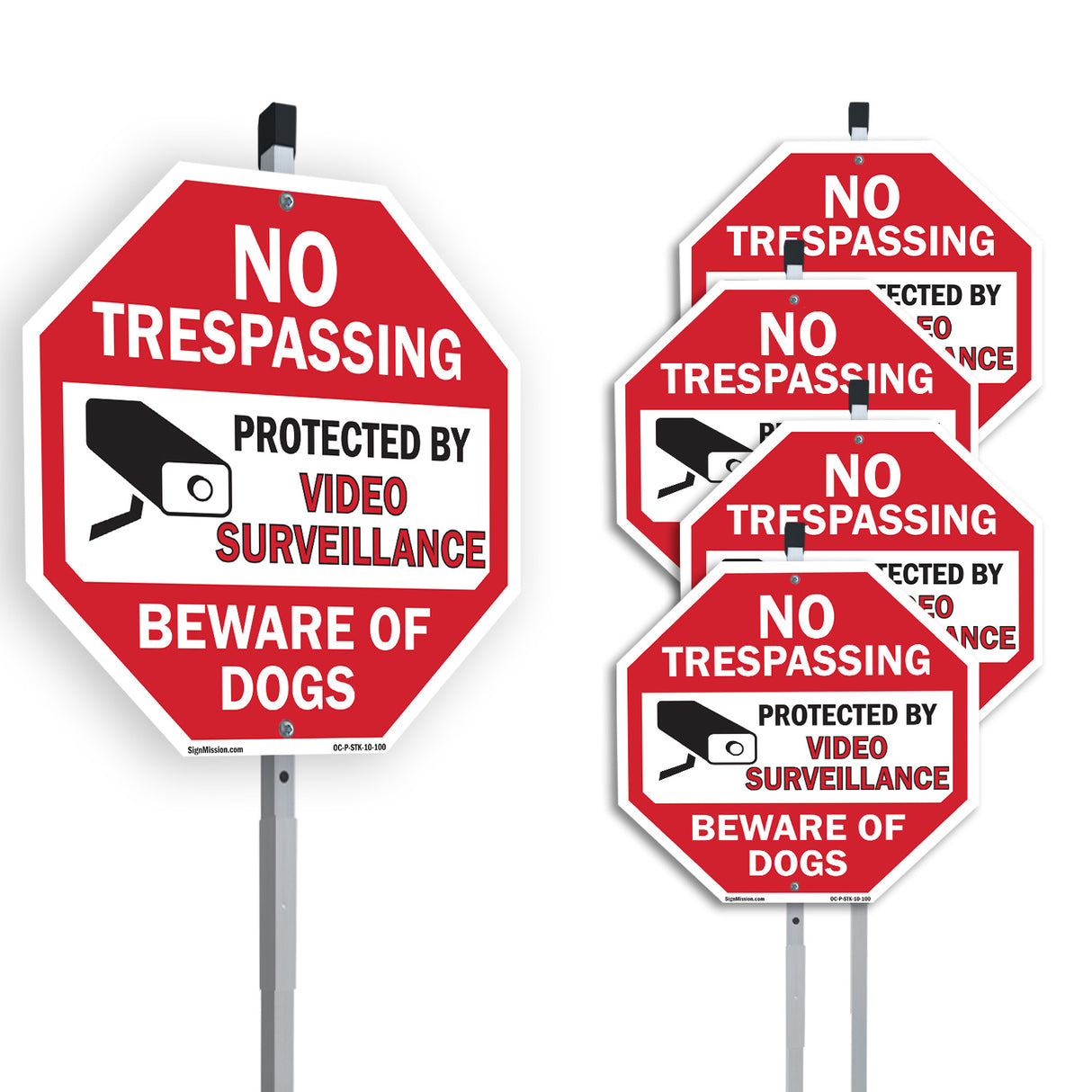 No Trespassing Protected by Video Surveillance Beware of Dogs