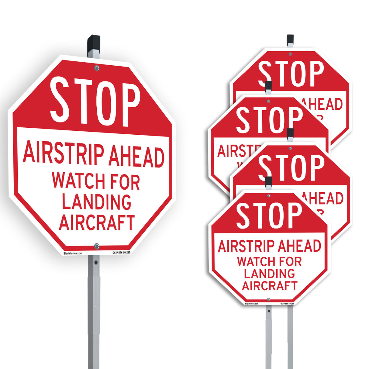 Stop Airstrip Ahead Watch for Landing Aircraft