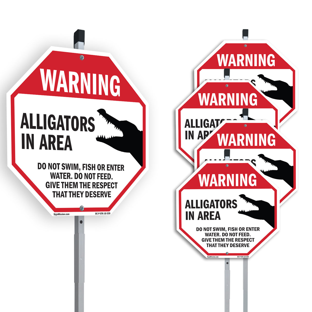Warning Alligators in Area Do Not Swim Fish or Enter Water. Do Not Feed. Give Them the Respect That They Deserve