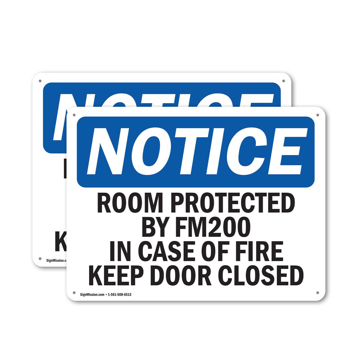 Room Protected By Fm200 In Case Of Fire Sign