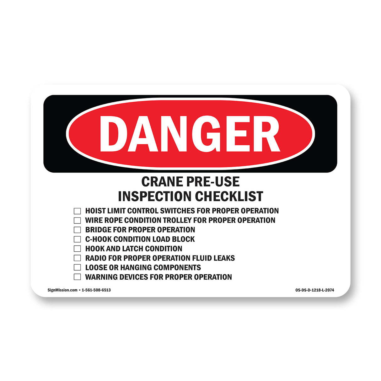 Crane Pre-Use Inspection Checklist