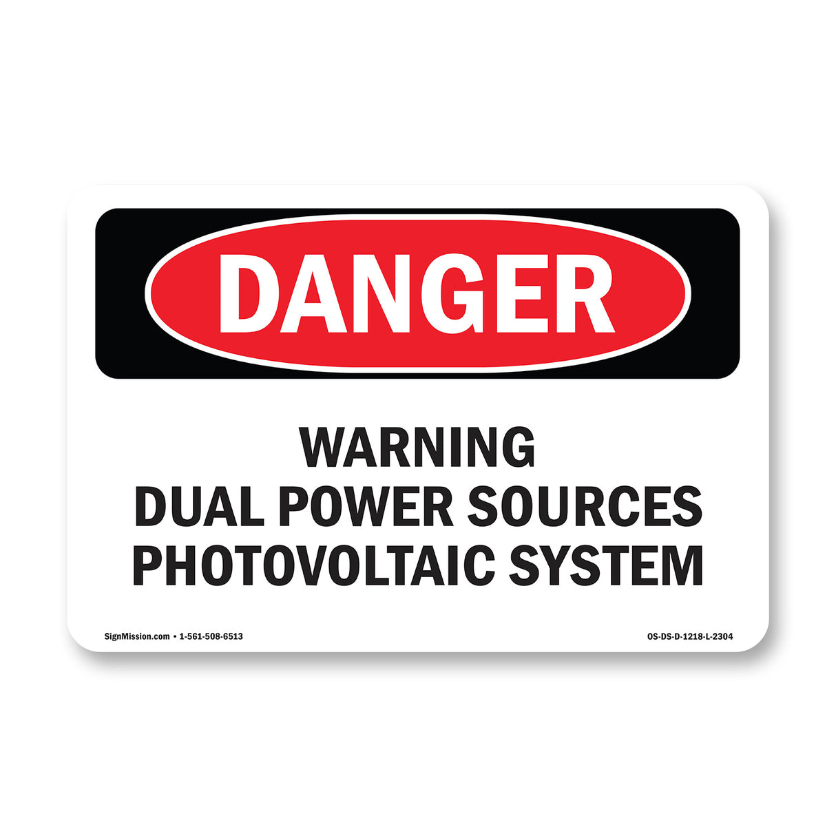 Warning Dual Power Sources Photovoltaic System