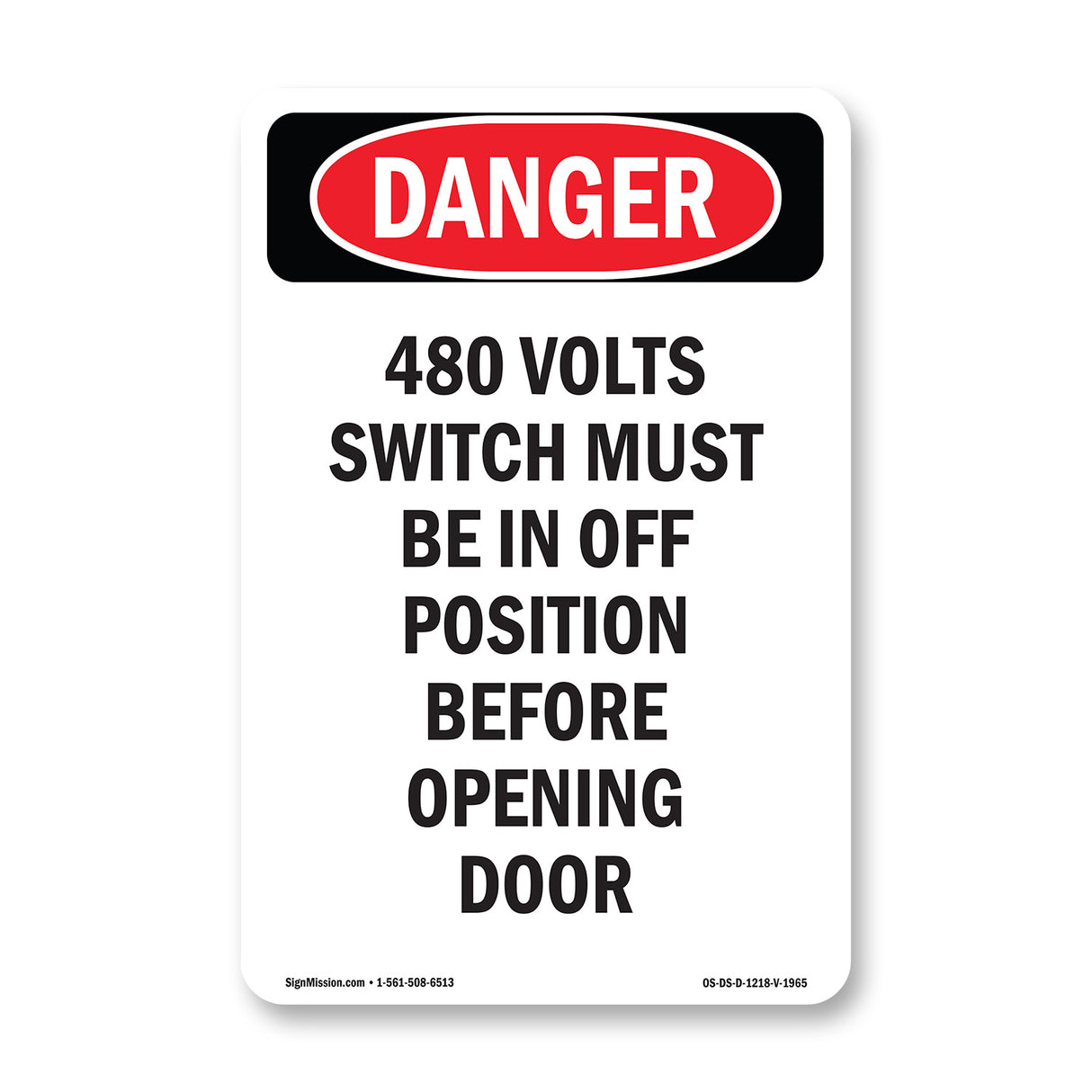 480 Volts Switch Must Be In Off Position