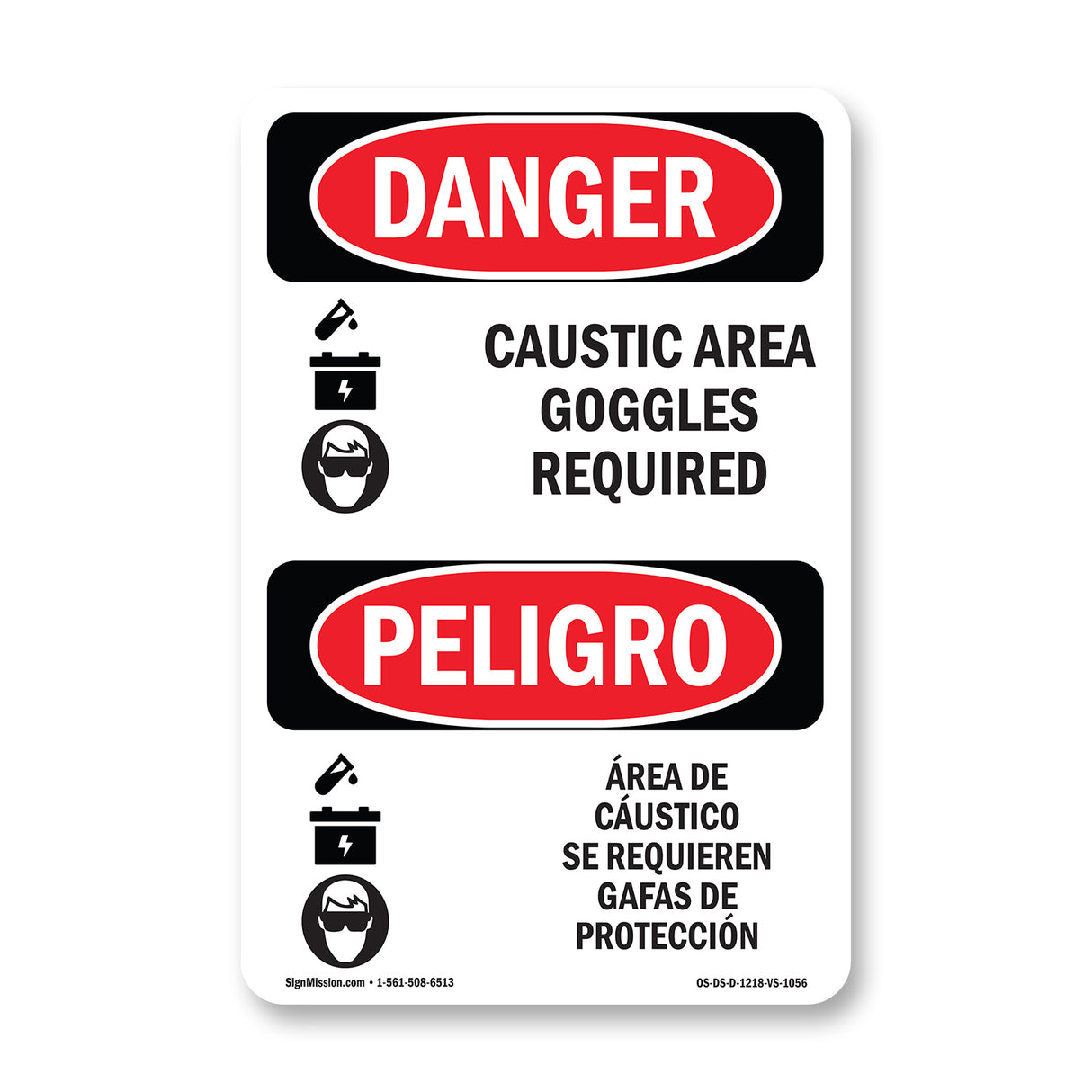 Caustic Area Goggles Required