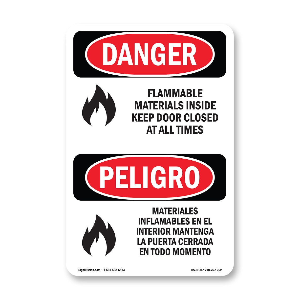 Flammable Materials Door Closed All Times