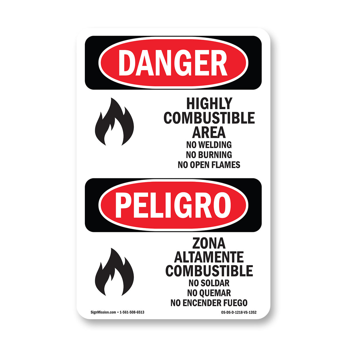 Highly Combustible Area No Welding Burning