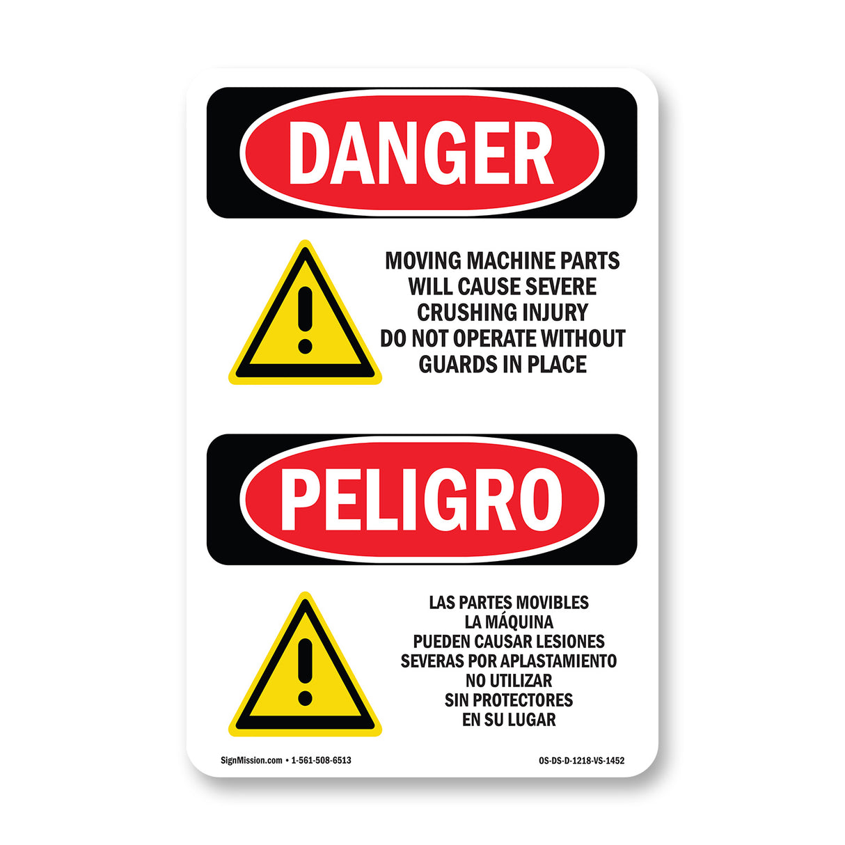 Moving Machine Parts Will Cause Crushing