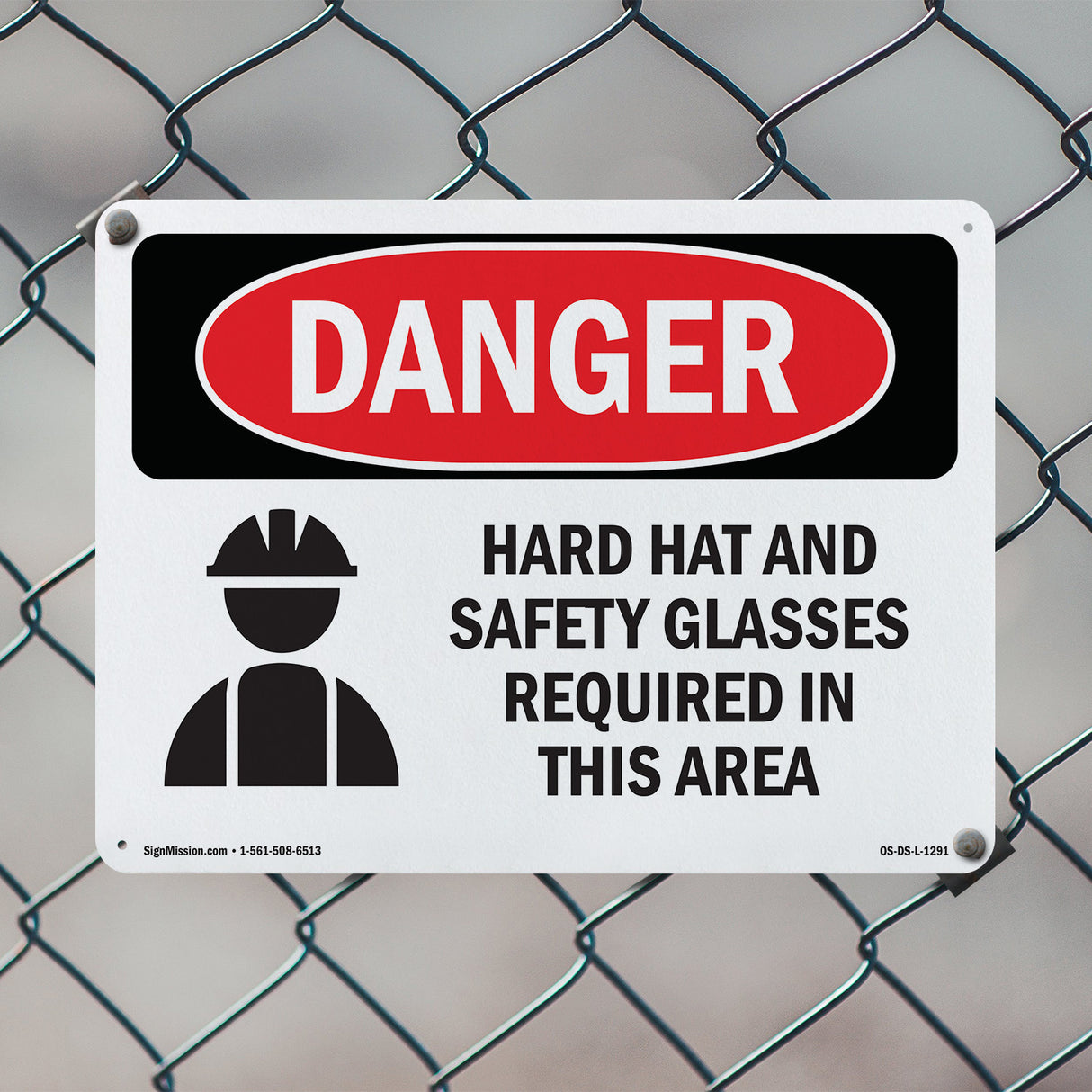 Hard Hat Safety Glasses Required In Area