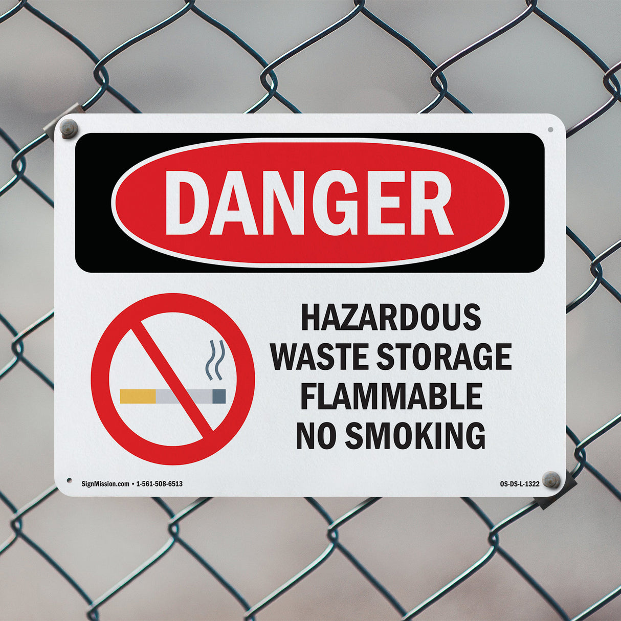 Hazardous Waste Storage Flammable No Smoking