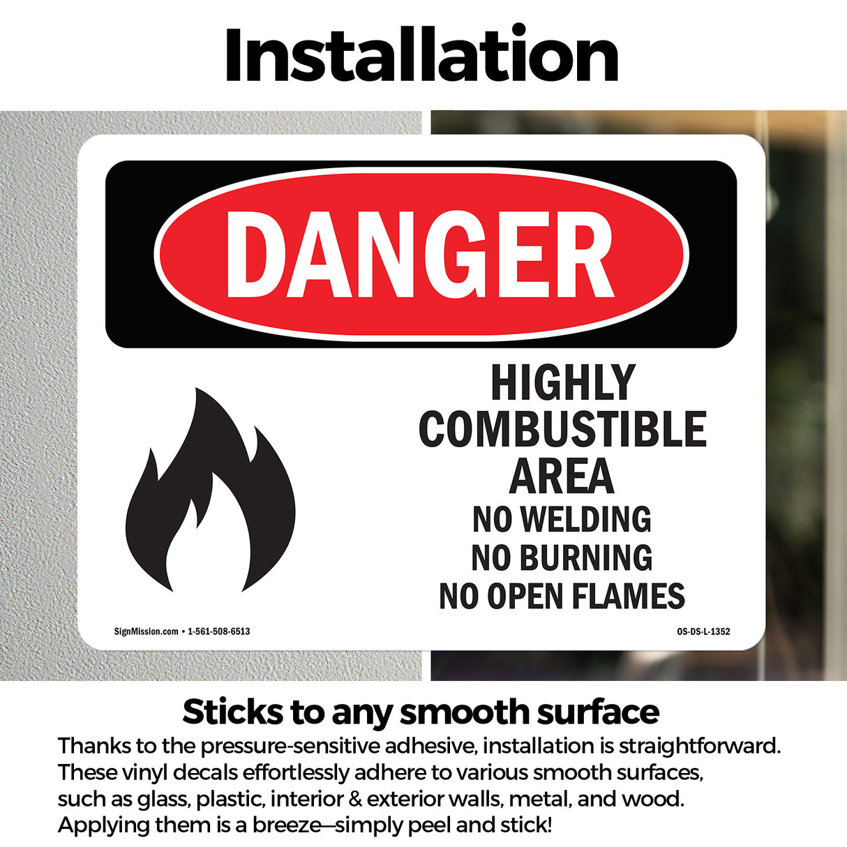Highly Combustible Area No Welding Burning