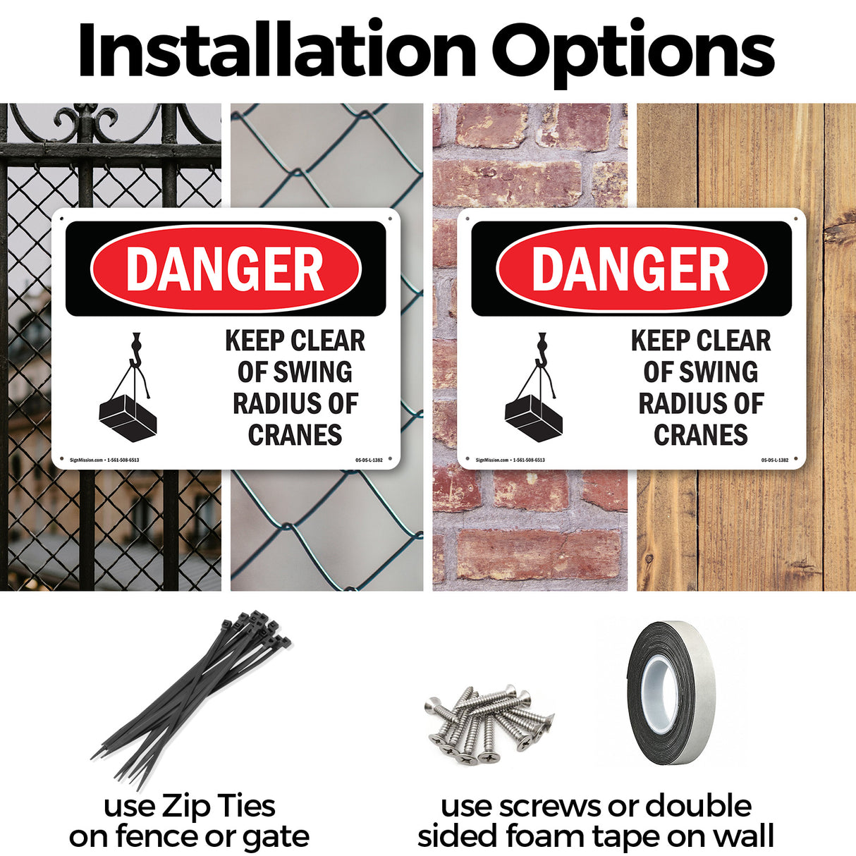 Keep Clear Of Swing Radius Of Cranes