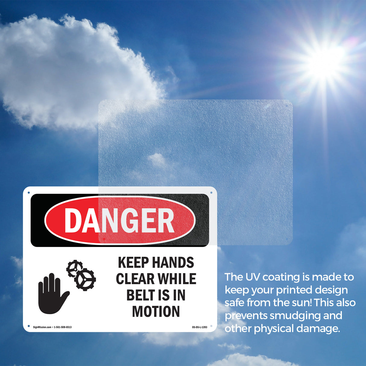 Keep Hands Clear While Belt Is In Motion