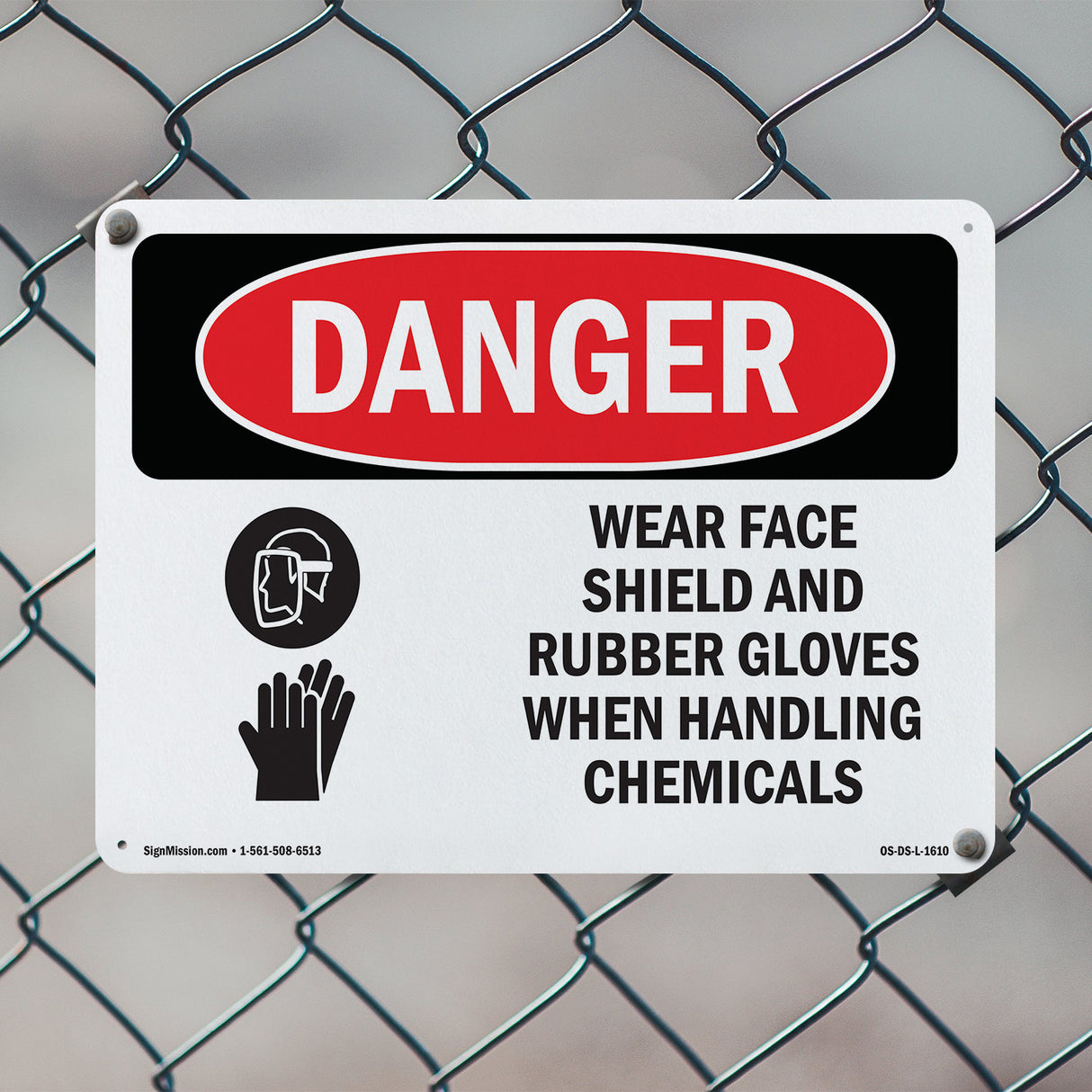 Wear Face Shield And Rubber Gloves Chemicals