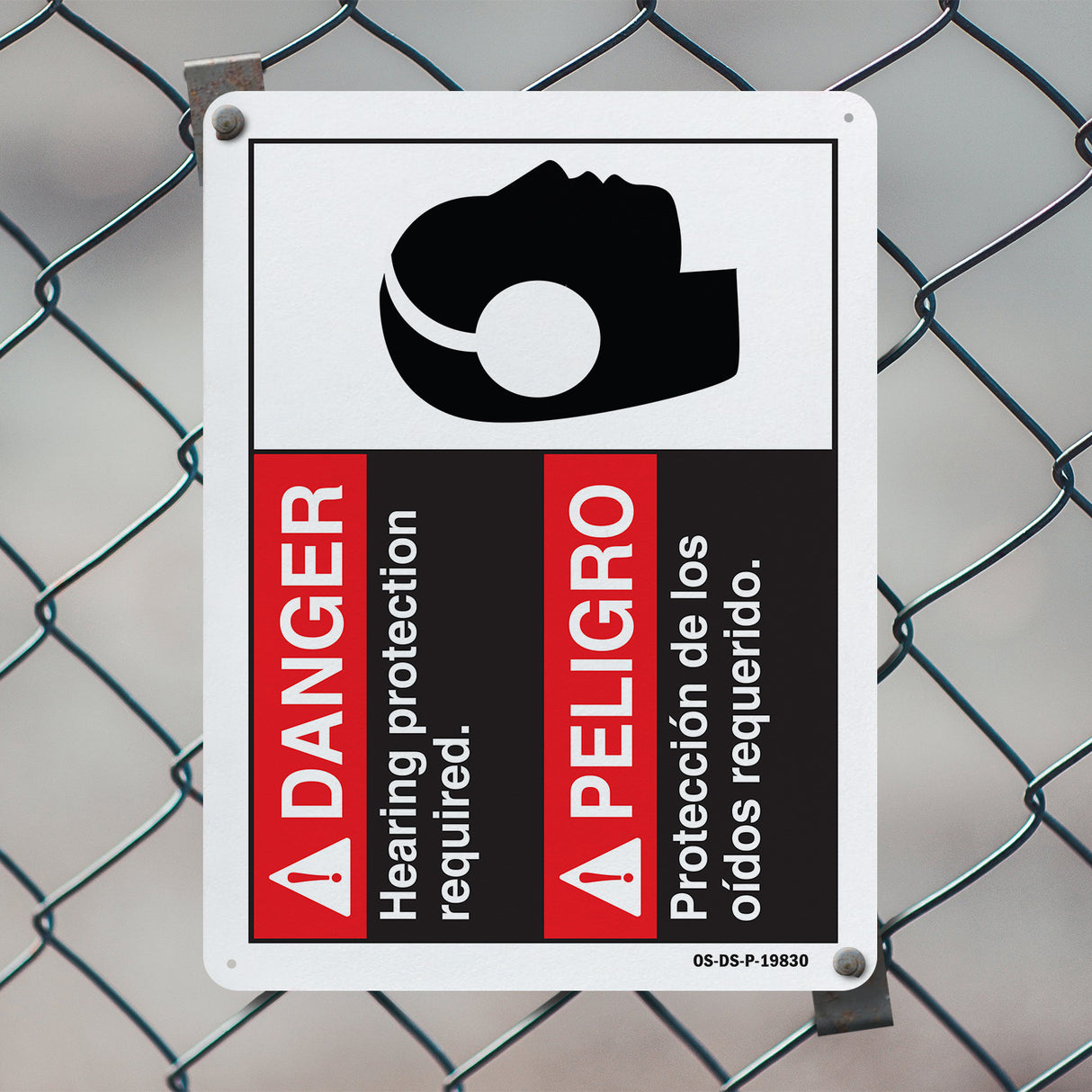 Danger Hearing Protection Required (Bilingual Spanish)