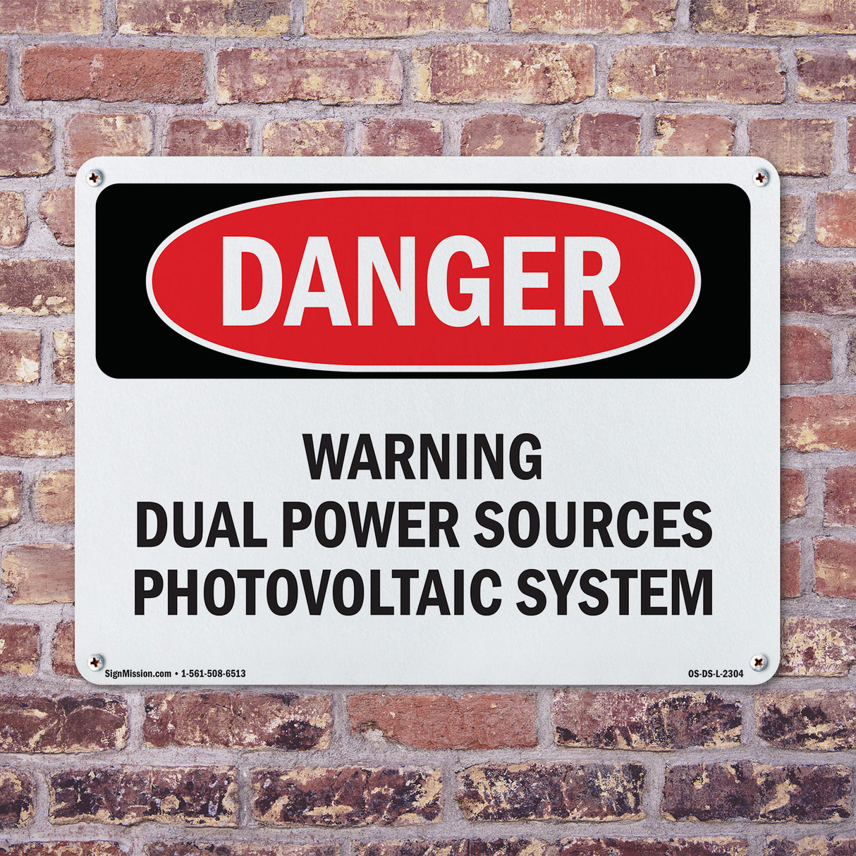 Warning Dual Power Sources Photovoltaic System