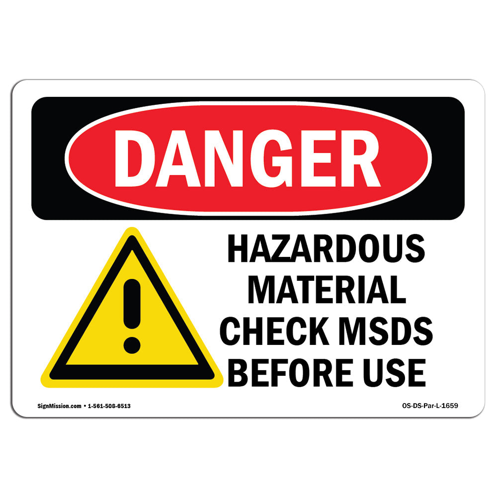 Hazardous Material Check MSDS Before Use