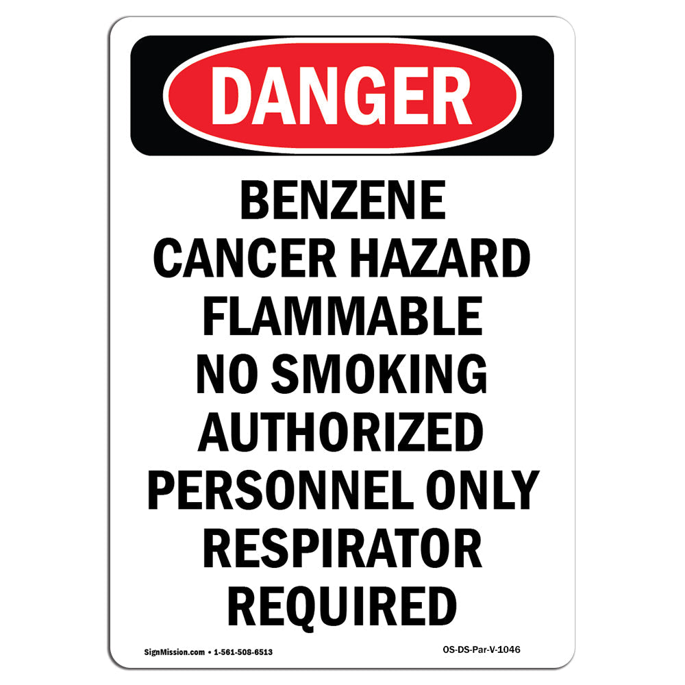 Portrait Benzene Cancer Hazard Respirator Require