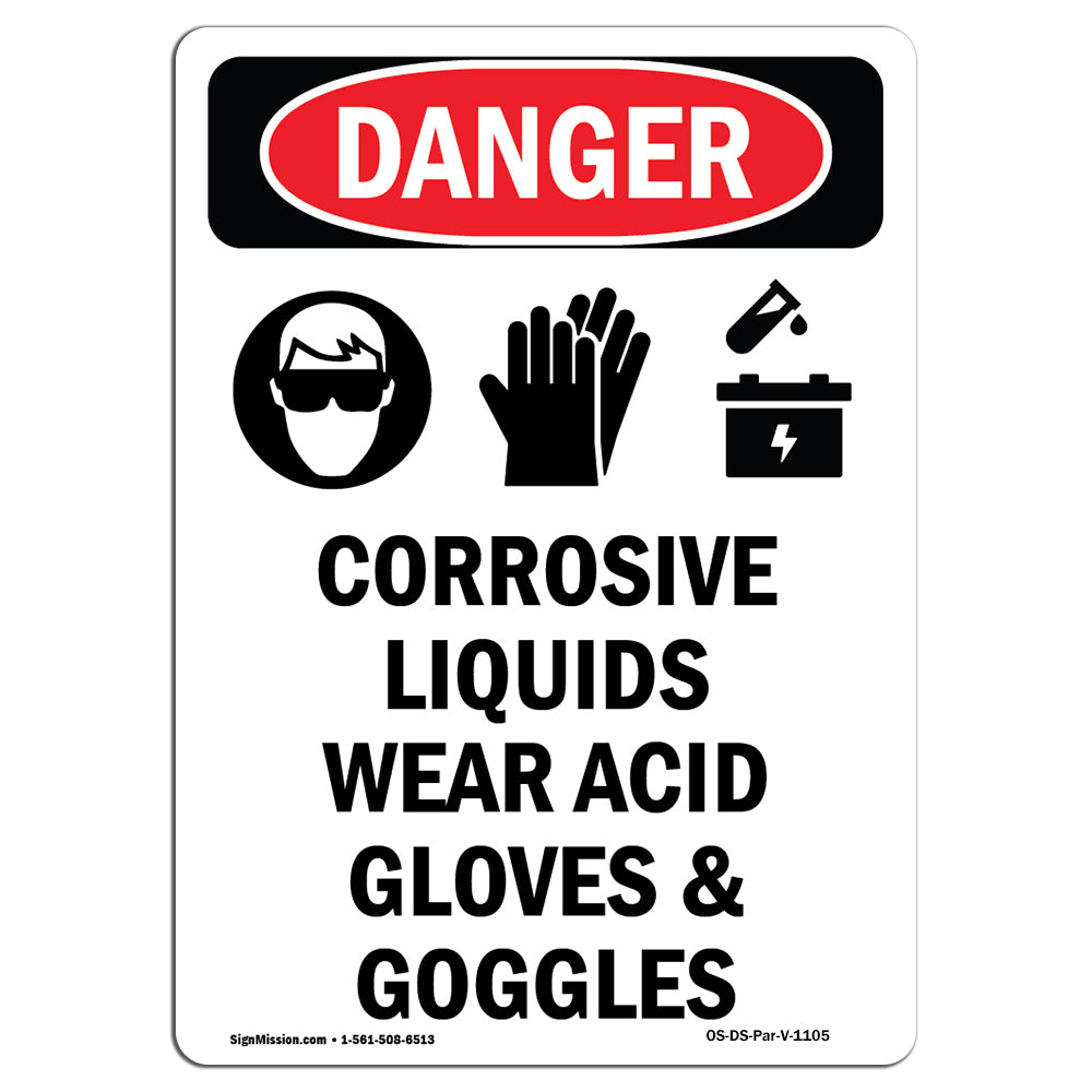 Corrosive Liquids Wear Acid Gloves And Goggles