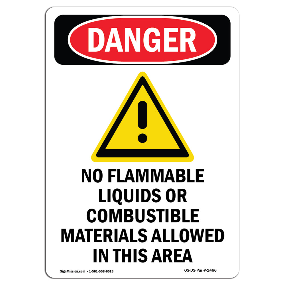 No Flammable Liquids Combustible Materials