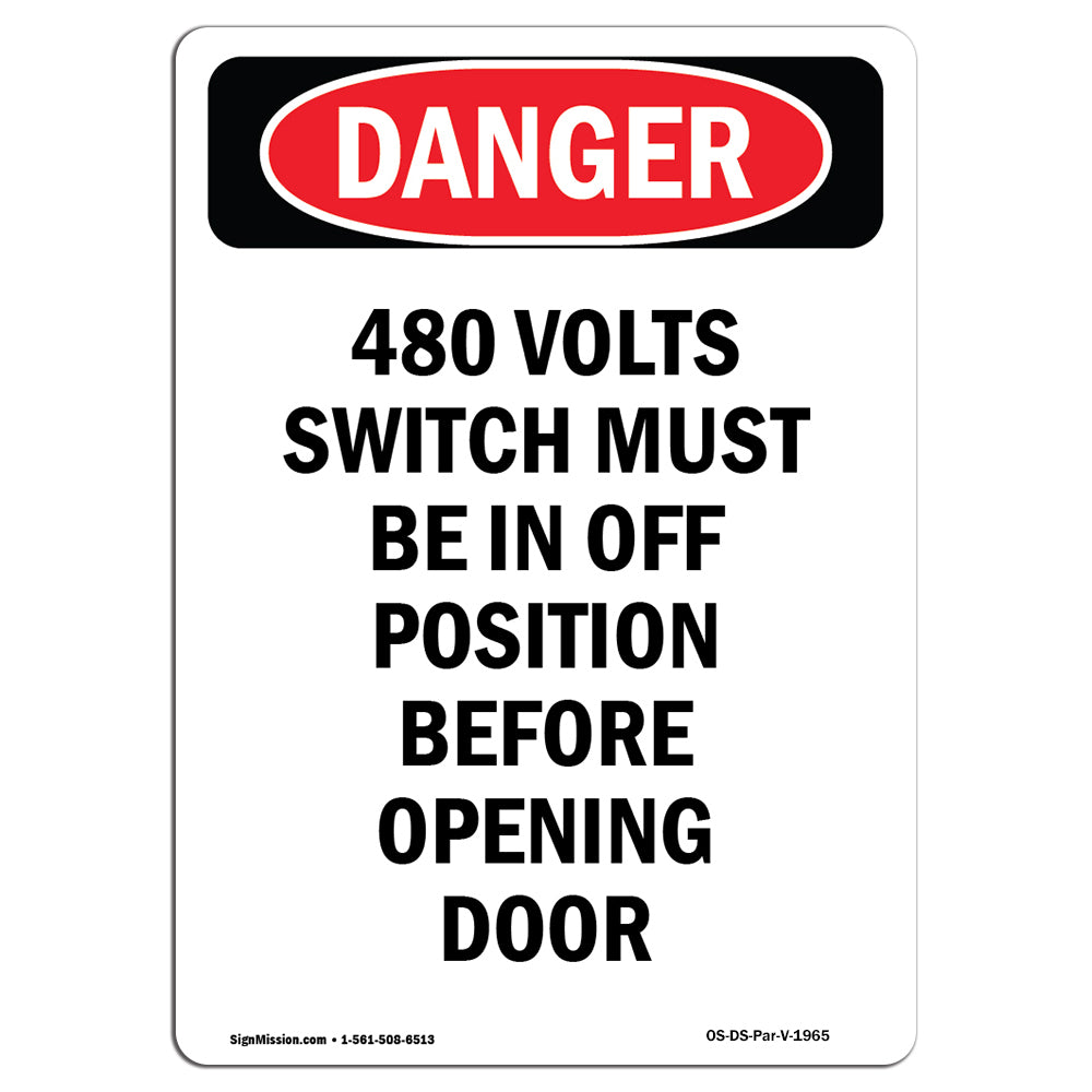 480 Volts Switch Must Be In Off Position