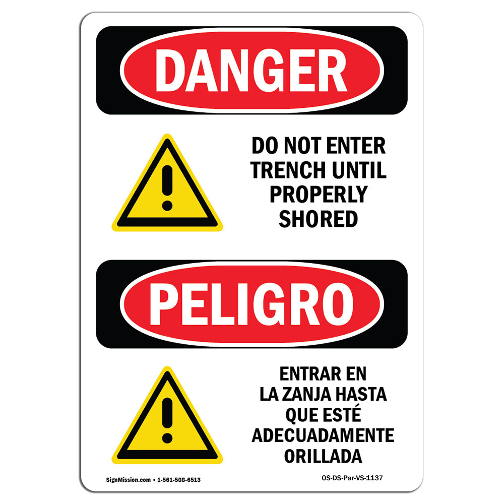 Do Not Enter Trench Until Properly Shored
