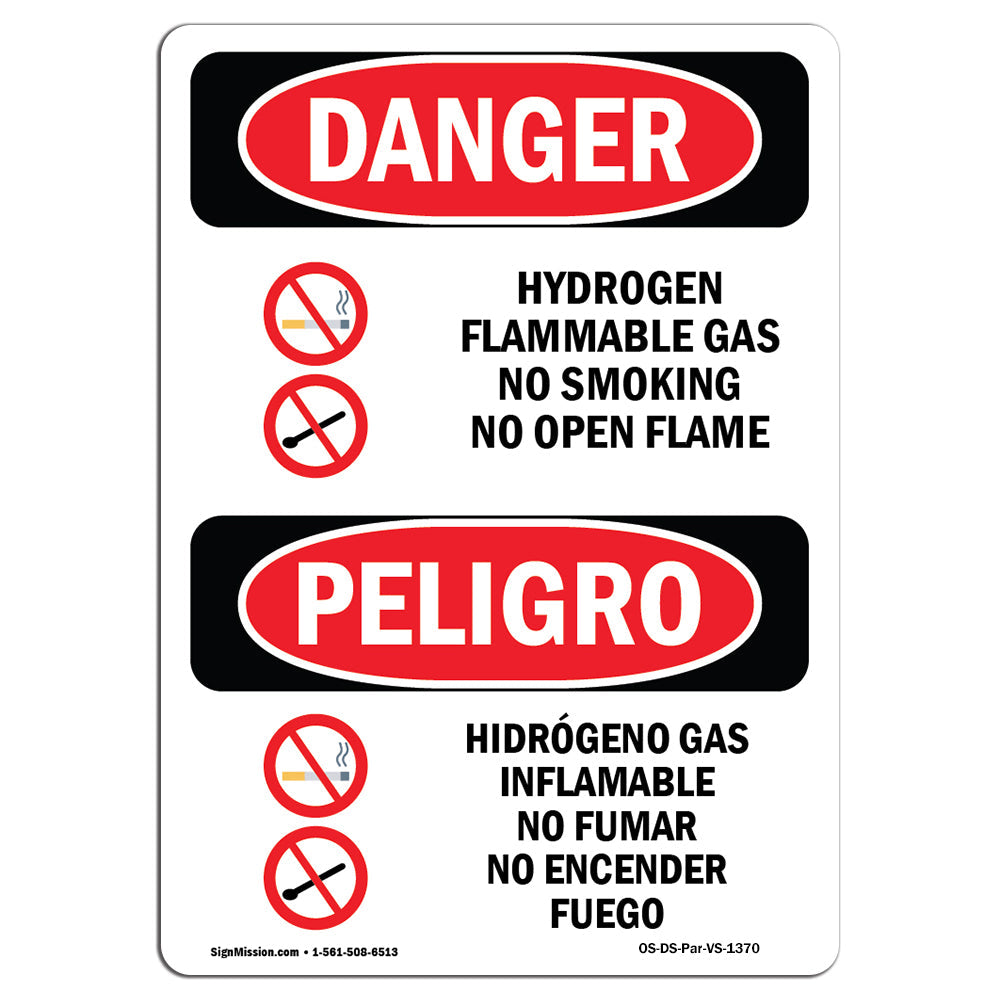 Hydrogen Flammable Gas No Smoking Open Flame