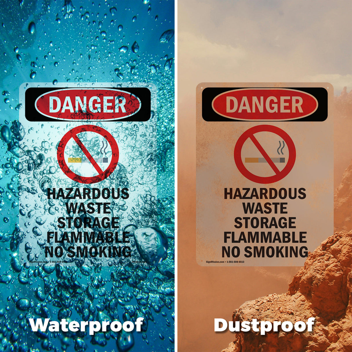 Hazardous Waste Storage Flammable No Smoking