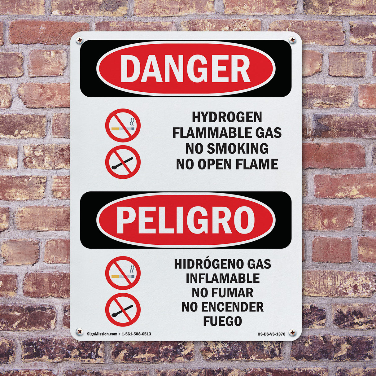 Hydrogen Flammable Gas No Smoking Open Flame