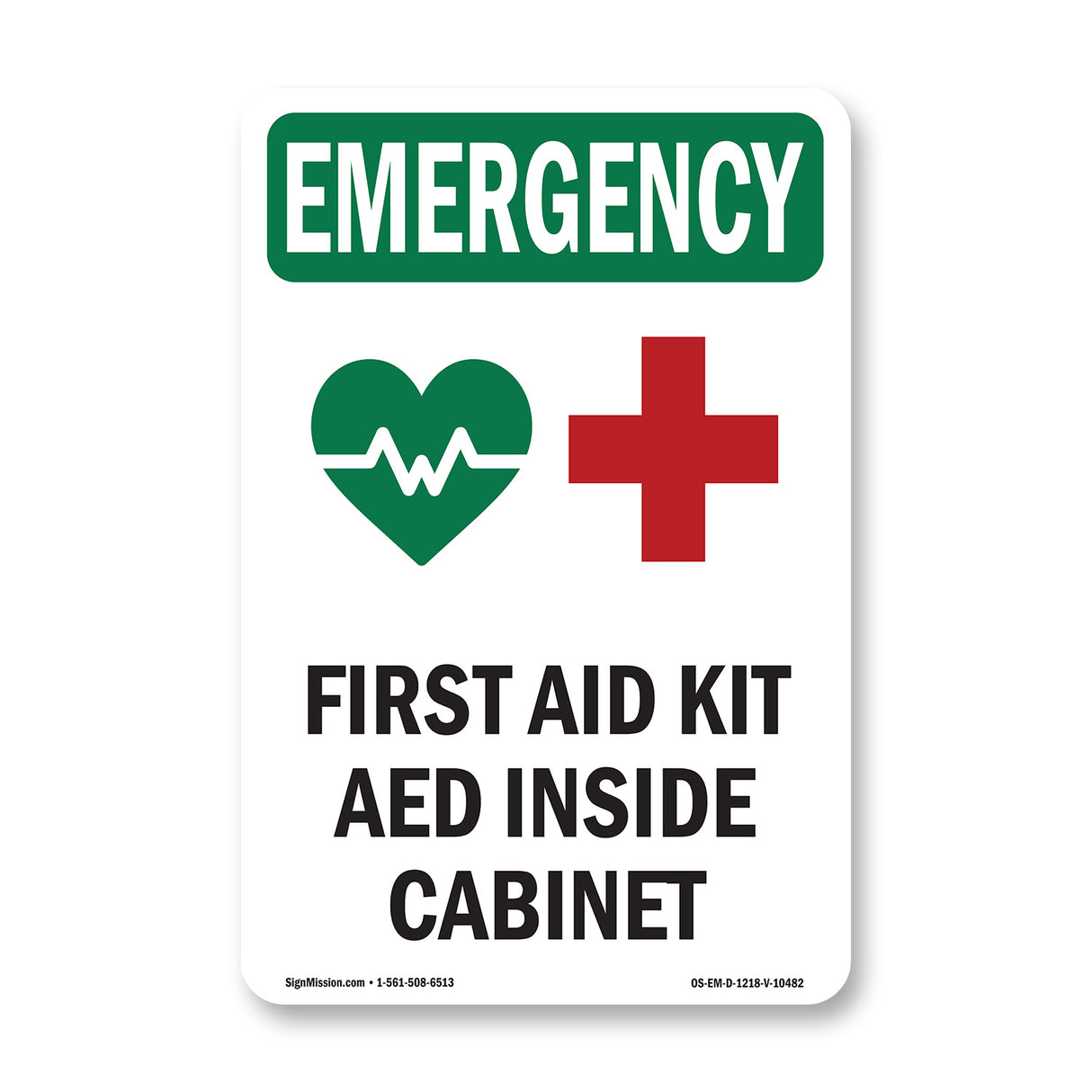 First Aid Kit AED Inside Cabinet With Symbol