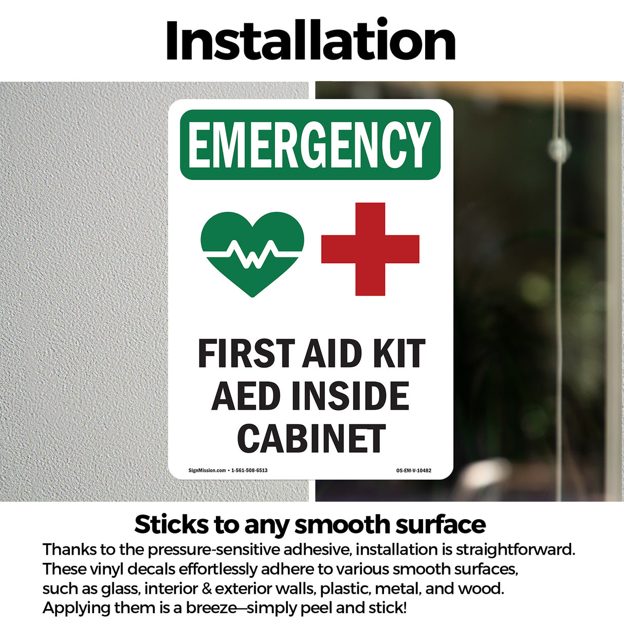 First Aid Kit AED Inside Cabinet With Symbol