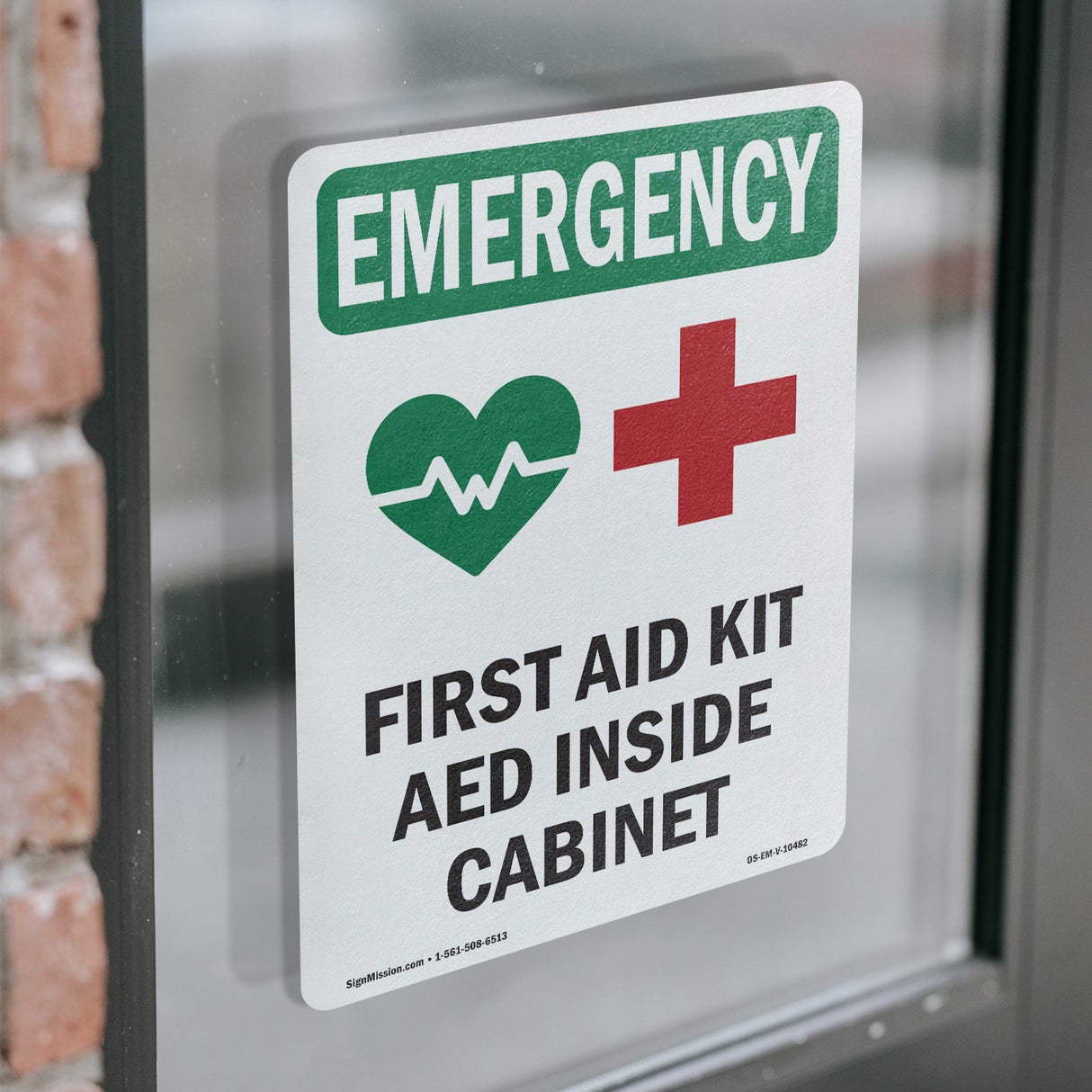 First Aid Kit AED Inside Cabinet With Symbol