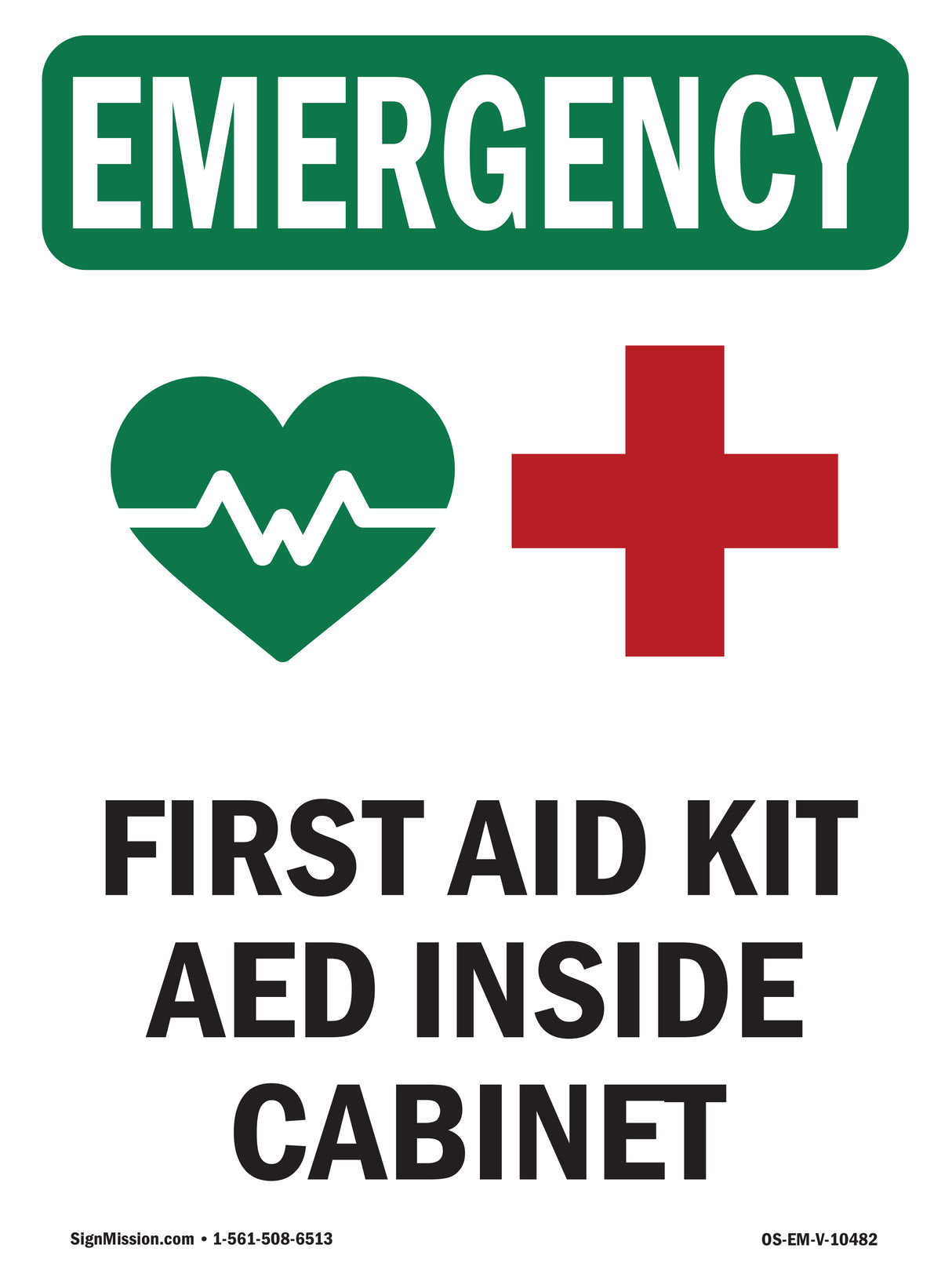 First Aid Kit AED Inside Cabinet With Symbol