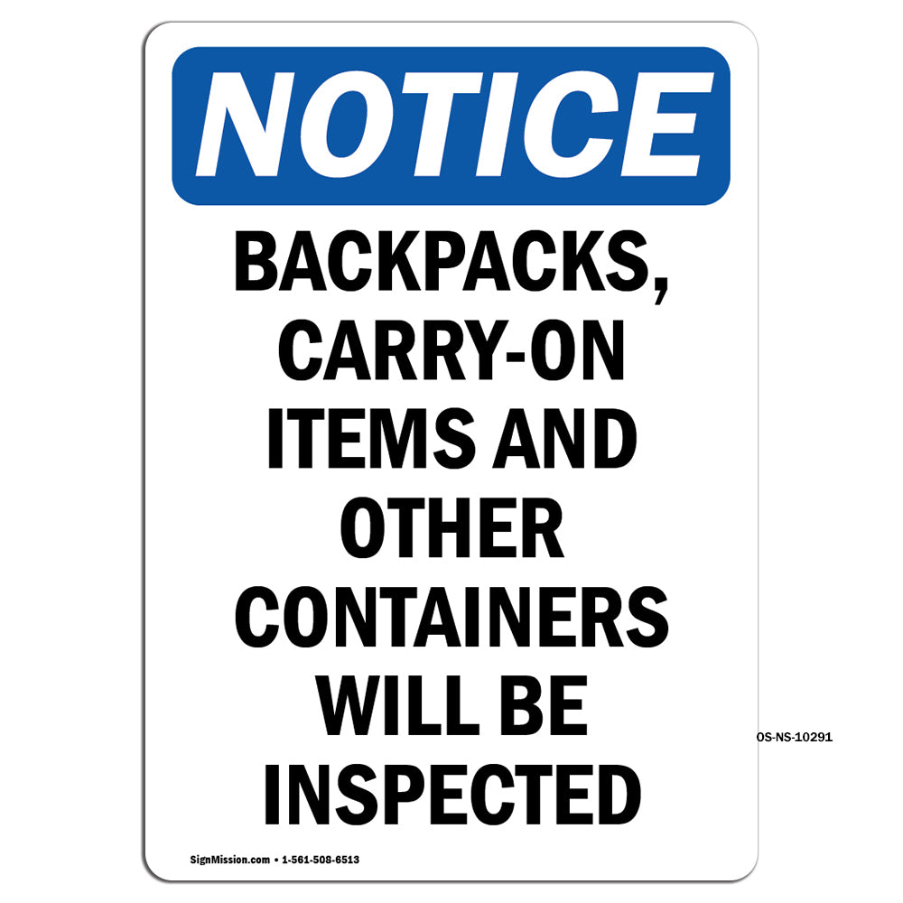 Backpacks, Carry-On Items And Other Containers