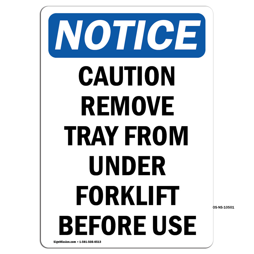 Caution Remove Tray From Under Forklift Before Use