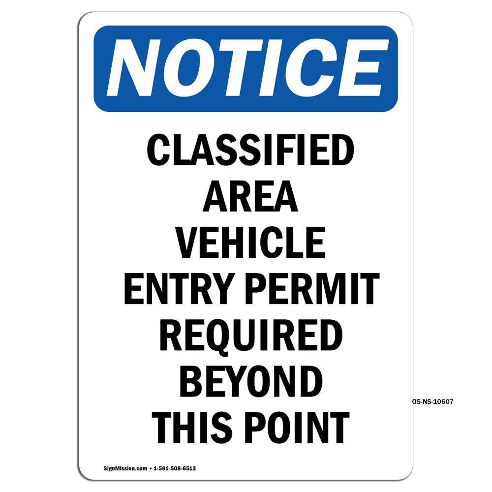 Classified Area Vehicle Entry Permit Required
