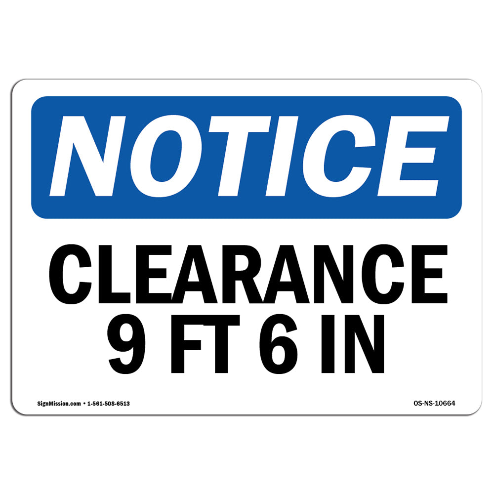 Clearance 9 Ft 6 In Sign