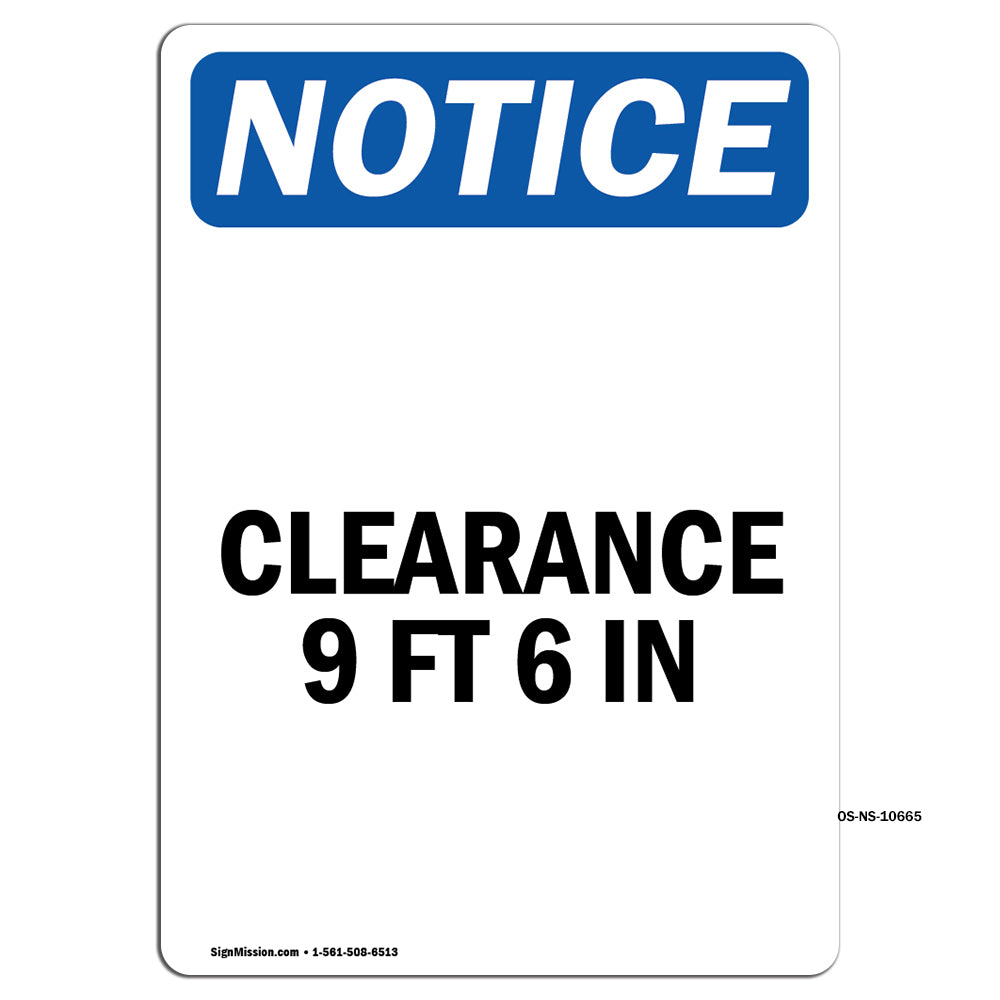 Clearance 9 Ft 6 In Sign