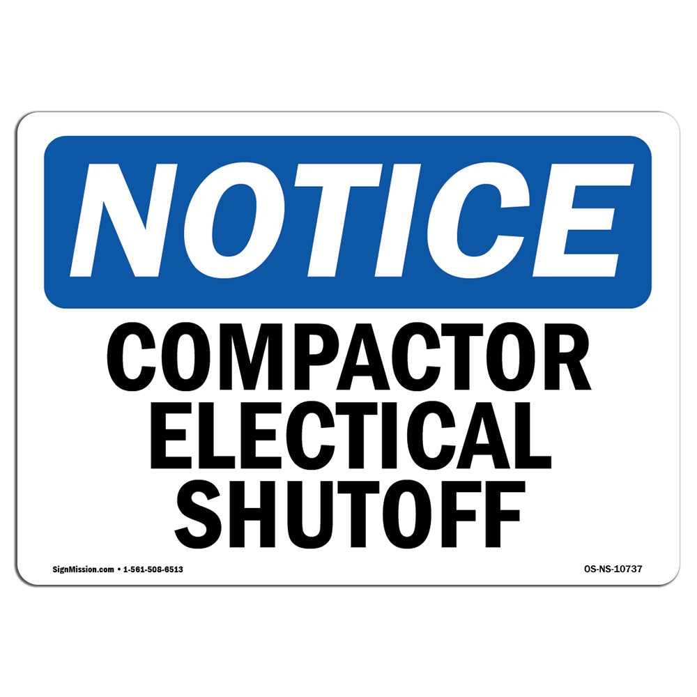 Compactor Electrical Shutoff Sign