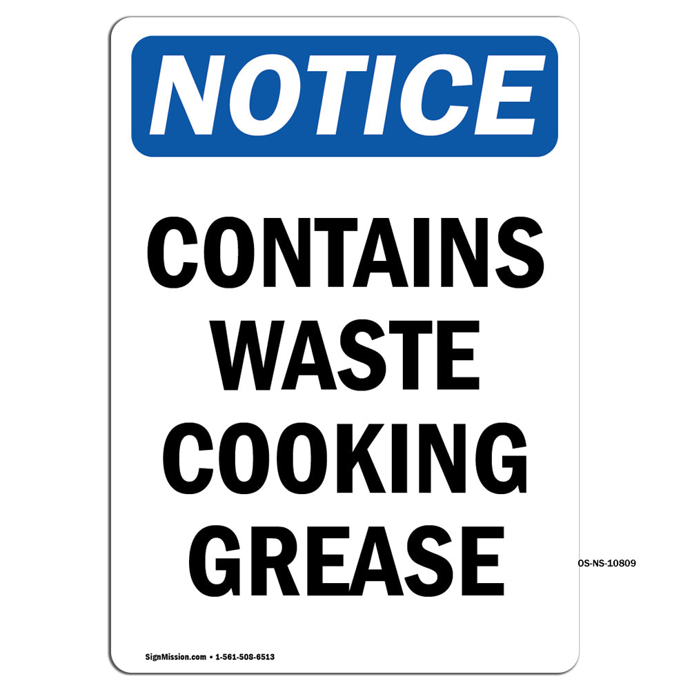 Contains Waste Cooking Grease