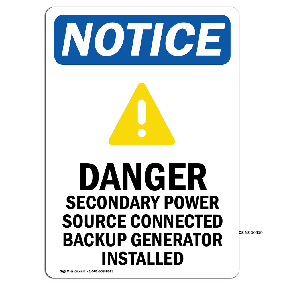 Danger Secondary Power