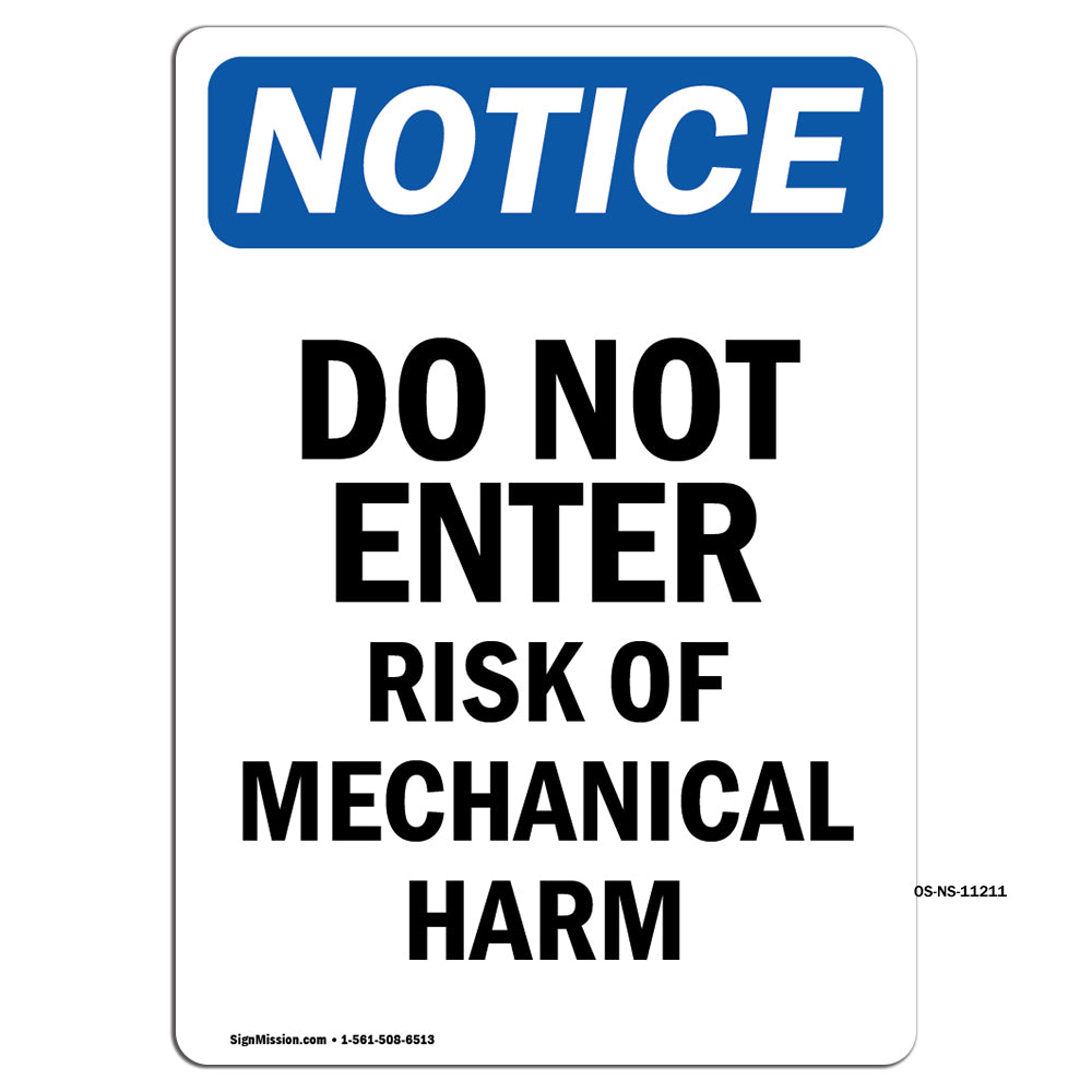 Do Not Enter Risk Of Mechanical Harm Sign