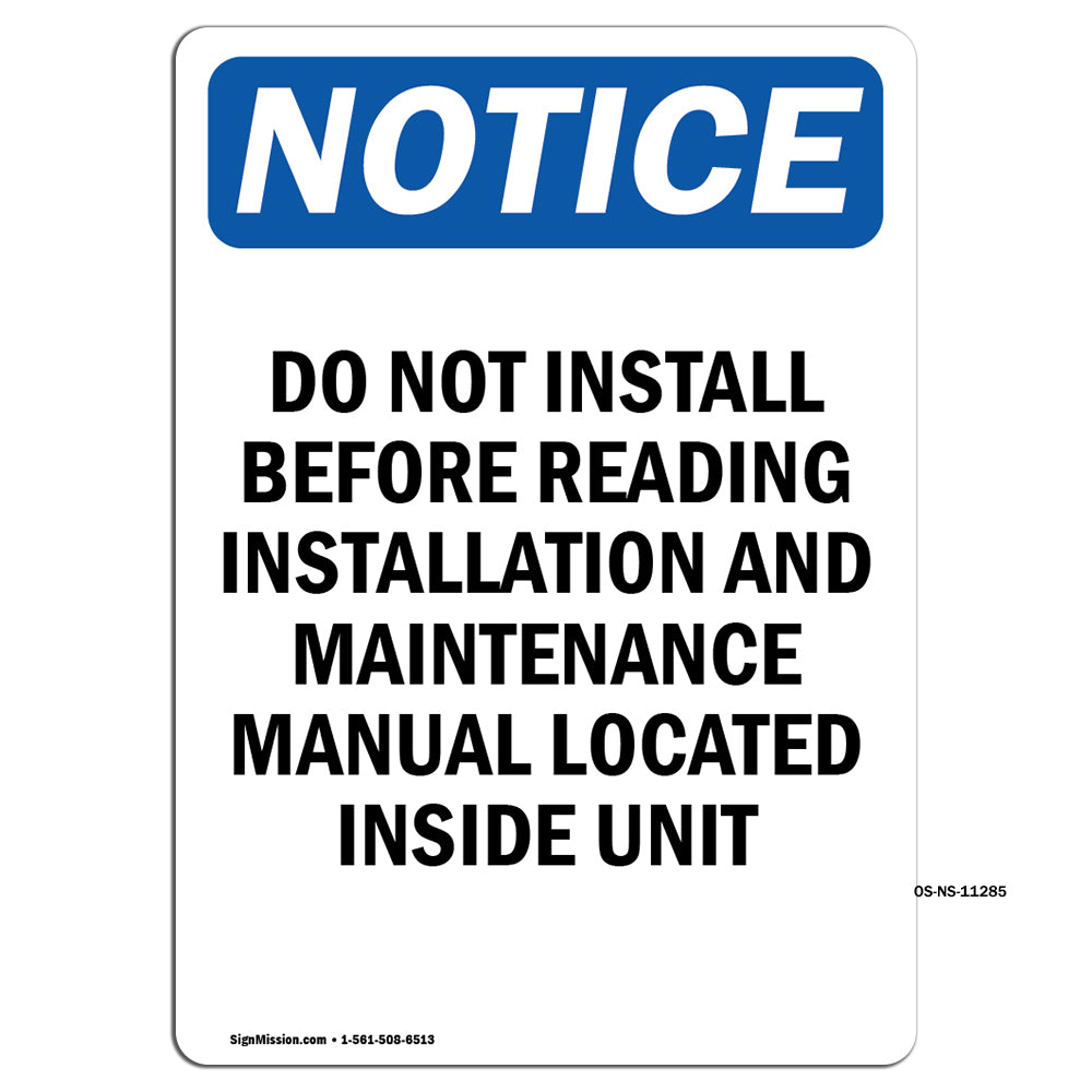 Do Not Install Before Reading Installation
