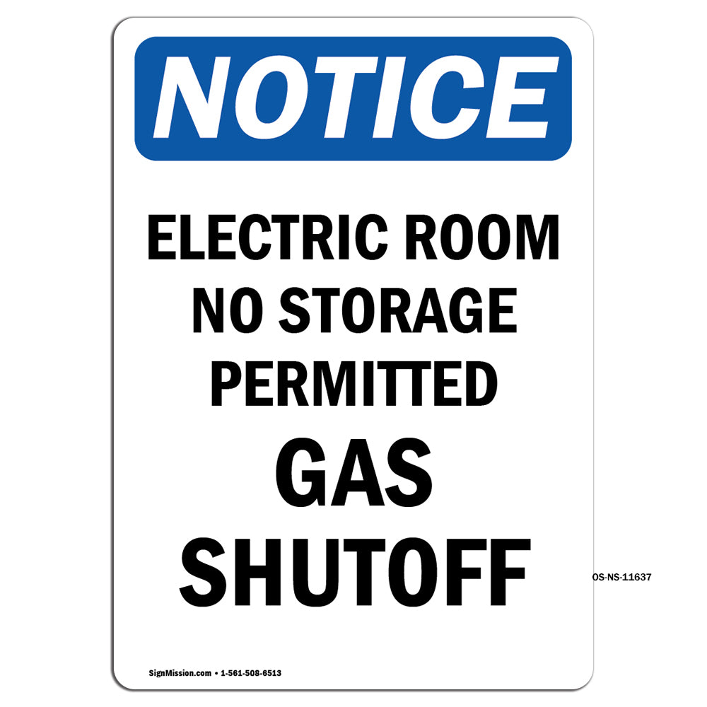 Electric Room No Storage Permitted Gas Shutoff