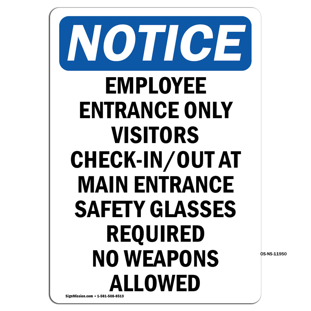 Employee Entrance Only Visitors Check-In Out